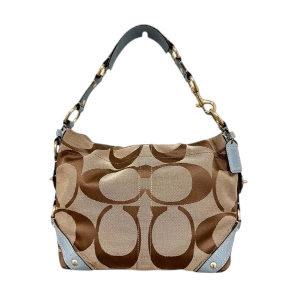 Coach Carly Medium Hobo Signature Jacquard Brown Powder Blue 10619